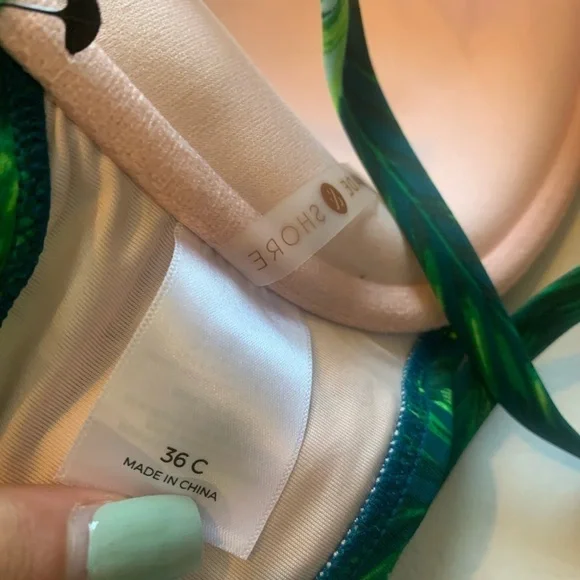Shade & Shore palm leaf green bikini top 34C - Picture 5 of 6